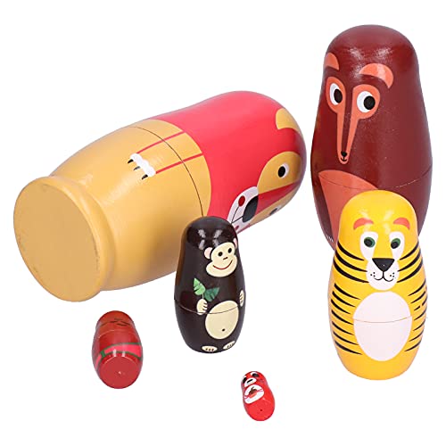 WGFOIP 6PCS Russische Nistpuppen, Holzstapel Verschachtelter Set Cartoon Tiermuster Ornament für Weihnachtsraumdekoration WGFOIP 6PCS Russische Nistpuppen, Holzstapel Verschachtelter Set Cartoon Tiermuster Ornament für Weihnachtsraumdekoration von WGFOIP