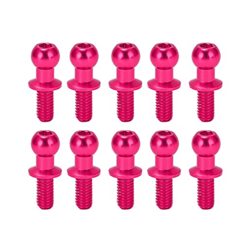 WGFOIP Befestigungselemente Kugelförmige Bolzen, 10pcs Metallkugel Kopfschraubenverbindungsstange Stoßdämpfer End für TT01 TT02 RC -Auto (Rosa) von WGFOIP