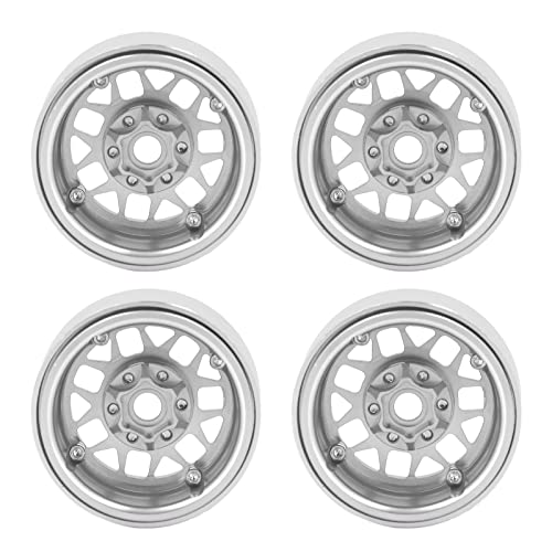 WGFOIP RC Beadlock Felgen Aluminiumlegierung Wheel Wheel Hubs 1,9 -Zoll -Upgrade -Leistung 1/10 RC Crawler Axial SCX10 90046 Redcat MST (Silber) von WGFOIP