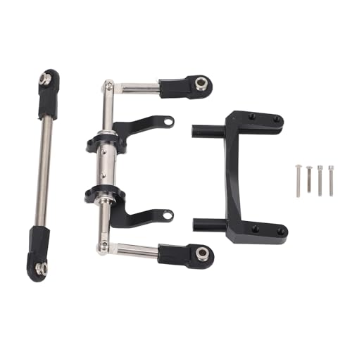 WGFOIP RC Car Servo Mount, Aluminiumlegierung Leichter Hydrauliklenkungsverbindung mit Einstellbarer Dämpfung für SCX10, Hochleistungsschockdämpfung für Fahrzeuge von 1/10 Skala (Schwarz) von WGFOIP