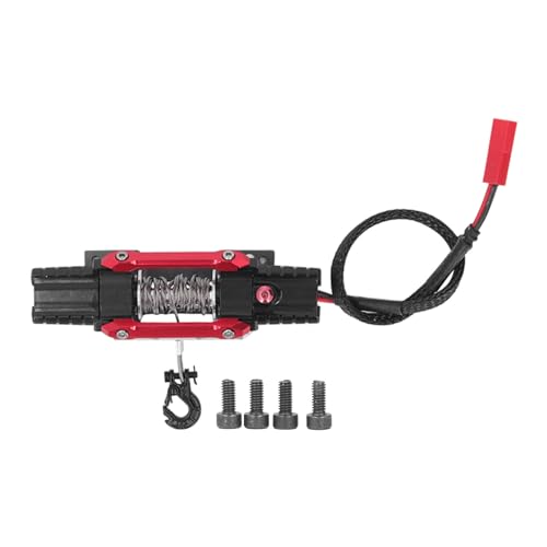 WGFOIP RC Electric Winde, Aluminiumlegierung Dual Motor Simuliertes Winde mit Lebensechter Haken für Axiale SCX10 90046 D90 1/10 RC -Auto 6 Bis 8 V (Rot) von WGFOIP