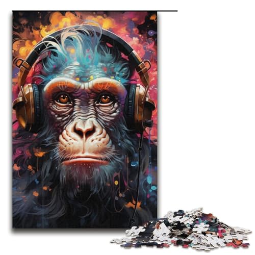 1000 Teile Buntes Affenpuzzle für Erwachsene, Puzzle, EIN Kunstwerk für Teenager ab 14 Jahren, 14,96 x 10,24 Zoll von WGLINGX