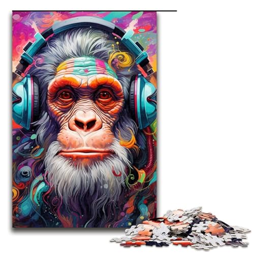 1000 Teile Buntes Affenpuzzle für Erwachsene, Puzzle, EIN Kunstwerk für Teenager ab 14 Jahren, 19,69 x 29,53 Zoll von WGLINGX