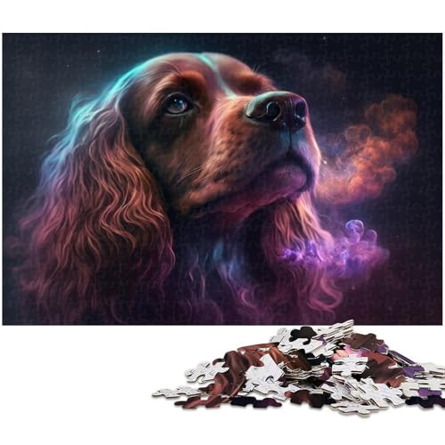 1000 Teile Cocker Spaniels Puzzle für Erwachsene, Papierpuzzle, anspruchsvolles Spiel, Größe 38 x 26 cm von WGLINGX