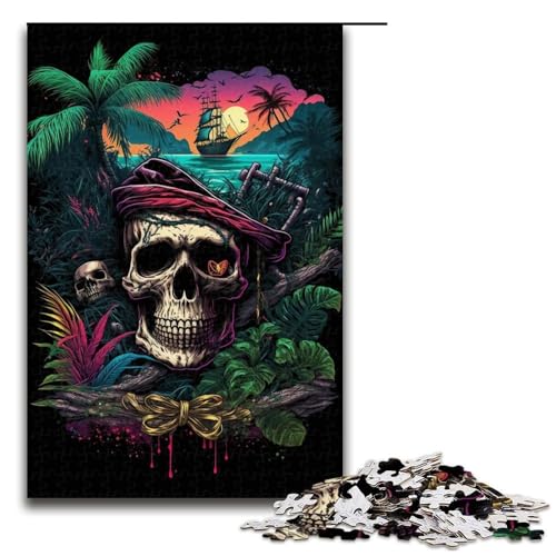 1000 Teile Piratenskelett-DIY-Puzzlespielzeug, Puzzles für Erwachsene, Familienspiel, Stressabbau, schwieriges Herausforderungspuzzle (Größe 50 x 75 cm) von WGLINGX