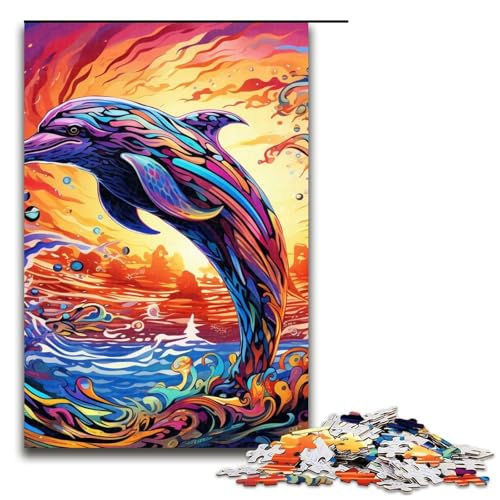 1000 Teile Psychedelischer Delfin Puzzle für Erwachsene, Holzpuzzle, Lernspielzeug, 50 x 75 cm 1000 Teile Psychedelischer Delfin Puzzle für Erwachsene, Holzpuzzle, Lernspielzeug, 50 x 75 cm von WGLINGX