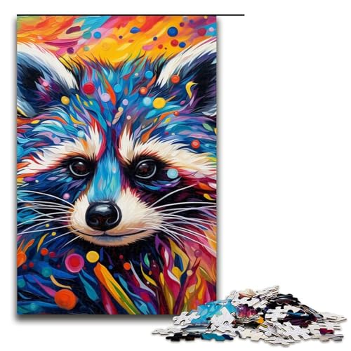 1000 Teile Puzzle Farbiger Waschbär Puzzle für Erwachsene Holzpuzzle Lernspiel 19,69x29,53 Zoll 1000 Teile Puzzle Farbiger Waschbär Puzzle für Erwachsene Holzpuzzle Lernspiel 19,69x29,53 Zoll von WGLINGX
