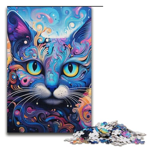 1000 Teile Puzzle Farbkatze Puzzle für Erwachsene Kartonpuzzle Lernspiel 14,96x10,24 Zoll von WGLINGX