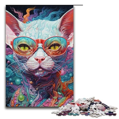 1000 Teile Puzzle Katze mit Brille Puzzle für Erwachsene Holzpuzzle Lernspiel 19,69x29,53 Zoll 1000 Teile Puzzle Katze mit Brille Puzzle für Erwachsene Holzpuzzle Lernspiel 19,69x29,53 Zoll von WGLINGX
