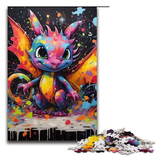 1000 Teile Puzzle für Erwachsene, Fliegender Drache, Graffiti-Malerei, interessantes Puzzle zur Stressreduzierung, verbessert das Gedächtnis (Größe 50 x 75 cm) von WGLINGX