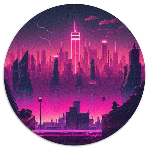 1000-Teile-Puzzle für Erwachsene, Synthwave City-Puzzles für Erwachsene, anspruchsvolles DIY-Denkspiel, interaktives Familienspiel (67,5 x 67,5 cm) von WGLINGX