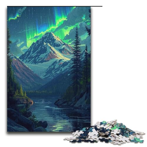 1000-Teile-Puzzle für Erwachsene, wunderschönes Aurora Borealis-Puzzle zur Heimdekoration für Teenager ab 14 Jahren (Größe 38 x 26 cm) von WGLINGX