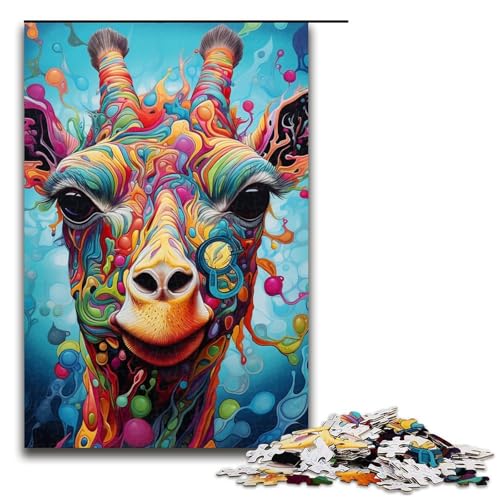 1000 Teile für Erwachsene, Kopfhörer-Giraffe-Puzzle, interessantes Puzzle zur Stressreduzierung, verbessert das Gedächtnis (Größe 50 x 75 cm) von WGLINGX