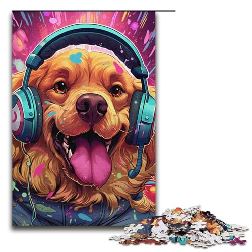 1000 Teile für Erwachsene, Kopfhörer-Hunde-Puzzle, interessantes Puzzle zur Stressreduzierung, verbessert das Gedächtnis (Größe 38 x 26 cm) von WGLINGX
