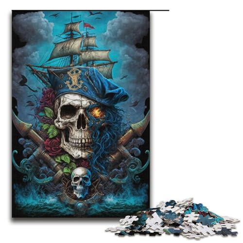 1000 Teile für Erwachsene, Skelett-Piraten-Puzzle, interessante Puzzles zur Stressreduzierung, verbessert das Gedächtnis (Größe 38 x 26 cm) von WGLINGX