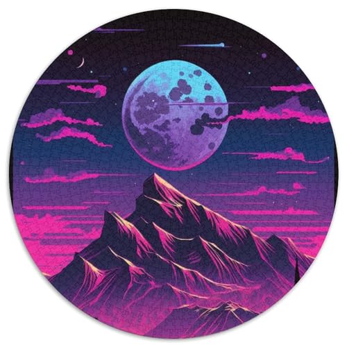 1000 Teile rundes Puzzle, Berggipfel, unmögliches Puzzle für Erwachsene, Spielzeug, Geschenk, pädagogisches intellektuelles Dekomprimierungsspaß-Familienspiel (67,5x67,5cm) von WGLINGX