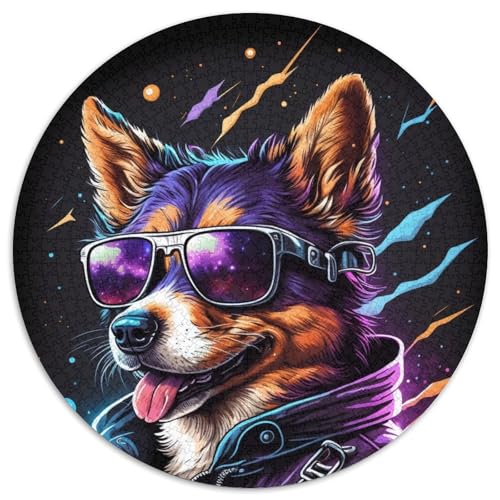1000 Teile rundes Puzzle, Chihuahua-Boxer, unmögliches Puzzle für Erwachsene, Spielzeug, Geschenk, lehrreich, intellektuell, entspannend, lustiges Familienspiel (67,5x67,5cm) von WGLINGX