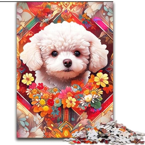 1000-teiliges Bichon Frise-Puzzle für Erwachsene, 1000 Teile, Heimdekoration, Familienspaß, ab 14 Jahren (Größe 26x38cm) von WGLINGX