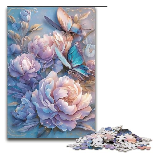 1000-teiliges Blumen- und Schmetterlingspuzzle für Erwachsene. EIN Kunstwerk für Teenager ab 14 Jahren (Größe 50 x 75 cm) von WGLINGX