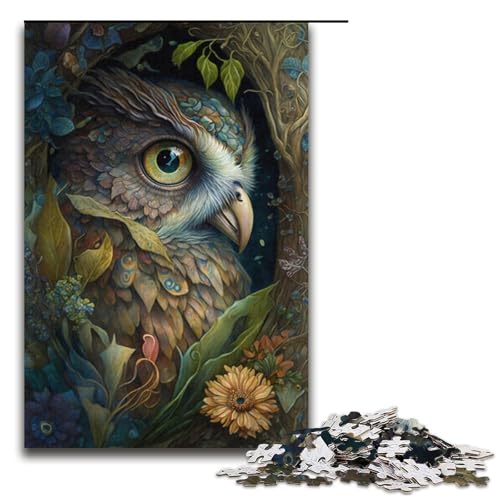 1000-teiliges Eulengesicht-Puzzle für Erwachsene, Lernpuzzle für Jugendliche ab 14 Jahren, 38 x 26 cm von WGLINGX