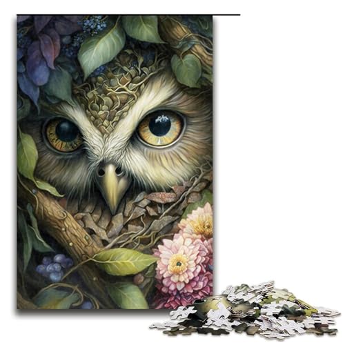 1000-teiliges Eulengesicht-Puzzle für Erwachsene, Lernpuzzle für Jugendliche ab 14 Jahren, 50 x 75 cm von WGLINGX