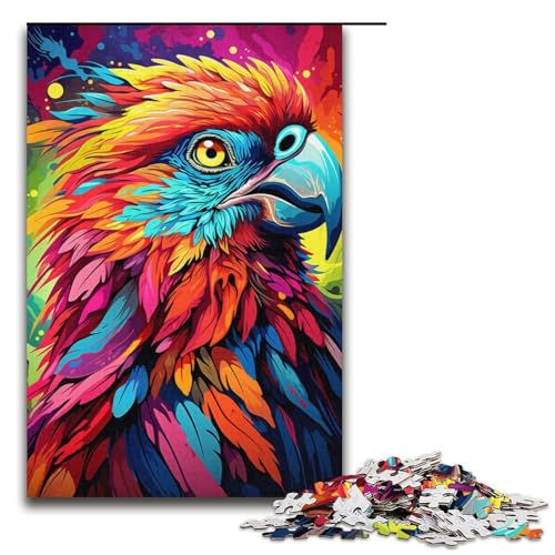 1000-teiliges Fantasy-Puzzle mit psychedelischem Papagei für Erwachsene. EIN Kunstwerk für Teenager ab 14 Jahren (Größe 38 x 26 cm) von WGLINGX