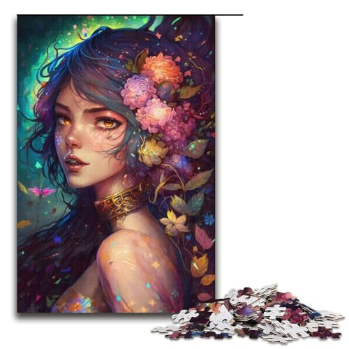 1000-teiliges Farbpuzzle mit Anime-Mädchen für Erwachsene, Denksportaufgabe, Künstlersammlung, Bildende Kunst (Größe 38 x 26 cm) von WGLINGX