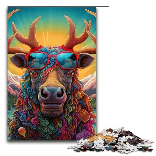 1000-teiliges Farbpuzzle mit Elchen für Erwachsene. EIN Kunstwerk für Teenager ab 14 Jahren. 19,69 x 29,53 Zoll von WGLINGX