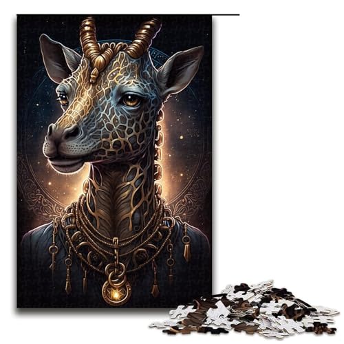 1000-teiliges Giraffen-Puzzle für Erwachsene, Holzpuzzle, Lernspiel (Größe 50 x 75 cm) von WGLINGX