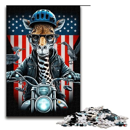 1000-teiliges Giraffen-Puzzle für Erwachsene, Holzpuzzle, Lernspiel (Größe 50 x 75 cm) von WGLINGX