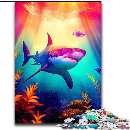 1000-teiliges Hai-Puzzle, 1000 Teile, anspruchsvolles Denkspiel für Teenager und Familien, Größe 26x38cm 1000-teiliges Hai-Puzzle, 1000 Teile, anspruchsvolles Denkspiel für Teenager und Familien, Größe 26x38cm von WGLINGX