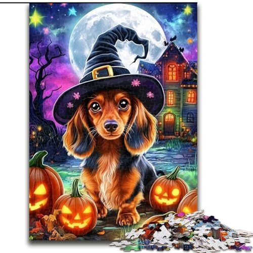 1000-teiliges Halloween-Dackel-Puzzle für Erwachsene, perfekt für Teenager und Familienspaß, Geburtstag (Größe 26x38cm) von WGLINGX