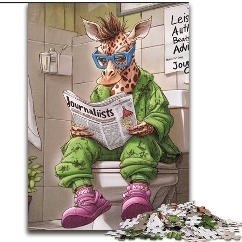1000-teiliges Holzpuzzle „Giraffe Go Toilet“ fördert die Hand-Auge-Koordination, (Größe 50x75cm) von WGLINGX