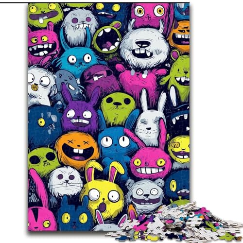 1000-teiliges Kaninchen-Kunstpuzzle, 1000 Teile für Erwachsene, anspruchsvolles Denkspiel für Teenager, perfekt als Heimdekoration oder Geschenk (Größe 26x38cm) von WGLINGX