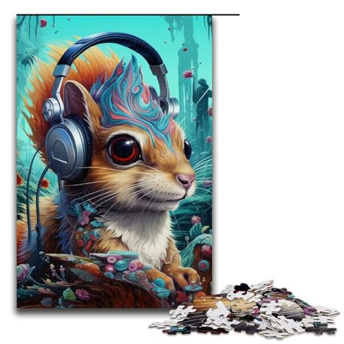 1000-teiliges Kopfhörer-Hamster-Puzzle für Erwachsene, Heimdekoration, Geburtstagsgeschenk, Geschenke (Größe 50 x 75 cm) von WGLINGX