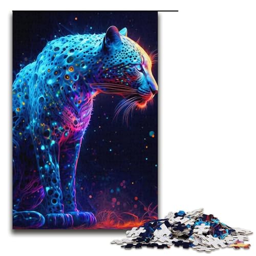 1000-teiliges Leoparden-Puzzle für Erwachsene. EIN Kunstwerk für Teenager ab 14 Jahren (Größe 38 x 26 cm) von WGLINGX