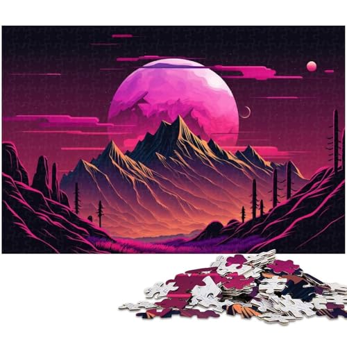 1000-teiliges Neon-Berg-Puzzle für Erwachsene, Lernpuzzle, einzigartiges Geburtstagspuzzle (Größe 38 x 26 cm) von WGLINGX