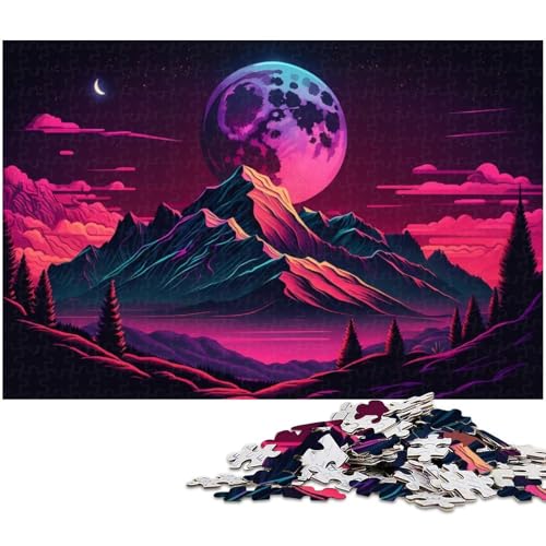 1000-teiliges Neon-Berg-Puzzle für Erwachsene, Lernpuzzle, einzigartiges Geburtstagspuzzle (Größe 50 x 75 cm) von WGLINGX