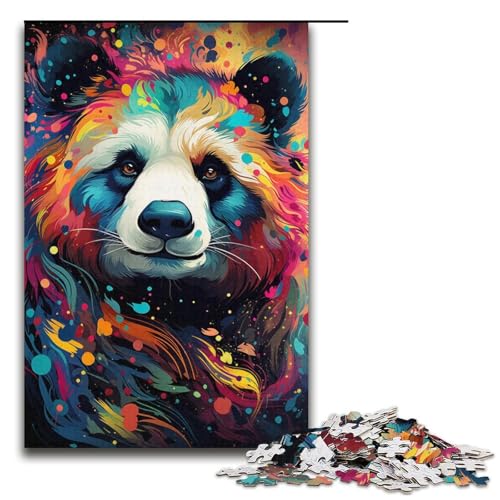 1000-teiliges Panda-Puzzle zum Ausmalen für Erwachsene. Schwieriges Puzzle. Jedes Teil ist einzigartig – herausforderndes Familienspiel (Größe 38 x 26 cm) von WGLINGX