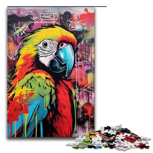 1000-teiliges Papageien-Graffiti-Malpuzzle für Erwachsene, Holzpuzzle, Heimdekoration, 19,69 x 29,53 Zoll 1000-teiliges Papageien-Graffiti-Malpuzzle für Erwachsene, Holzpuzzle, Heimdekoration, 19,69 x 29,53 Zoll von WGLINGX