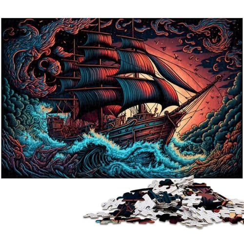 1000-teiliges Piratenschiff-Puzzle für Erwachsene. EIN Kunstwerk für Teenager ab 14 Jahren (Größe 38 x 26 cm) von WGLINGX