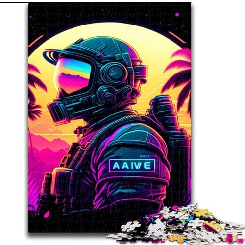 1000-teiliges Punk-Astronauten-Puzzle für Erwachsene, 1000 Teile, Heimdekoration, Familienspaß, ab 14 Jahren (Größe 26x38cm) von WGLINGX