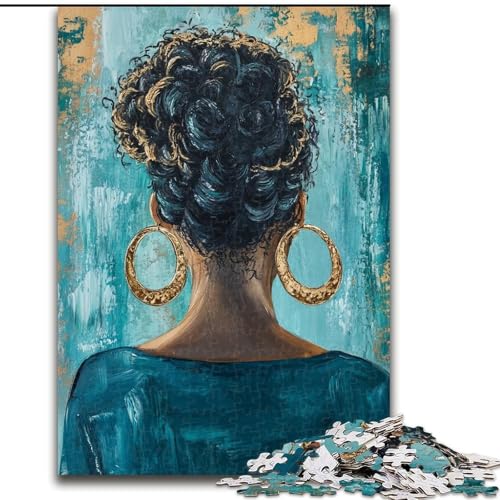 1000-teiliges Puzzle, Afroamerikanische Frau, 1000-teiliges Puzzle für Erwachsene, Lernspiele, schöne Dekoration (Größe 26x38cm) von WGLINGX