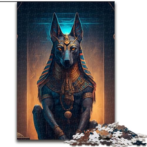 1000-teiliges Puzzle, Anubis-Kunstwerk, Holzpuzzles für Erwachsene, Kunstwerk-Dekor, Intelligenzspielzeug für Familien-Indoor-Spiele (Größe 26x38cm) von WGLINGX