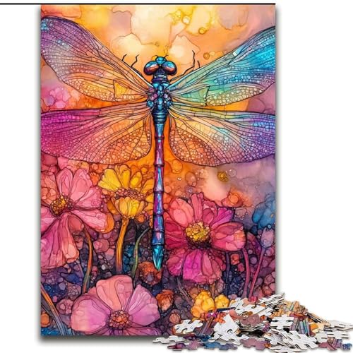 1000-teiliges Puzzle, Aquarell-Libelle, 1000-teiliges Puzzle, geeignet für Geburtstage, Halloween, Thanksgiving, Ostern (Größe 26x38cm) von WGLINGX