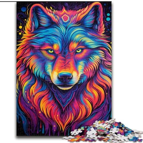 1000-teiliges Puzzle, Art Wolf, Holzpuzzle für Teenager, Familien-Lernspiele, Heimdekoration, Geschenk (Größe 50x75cm) von WGLINGX