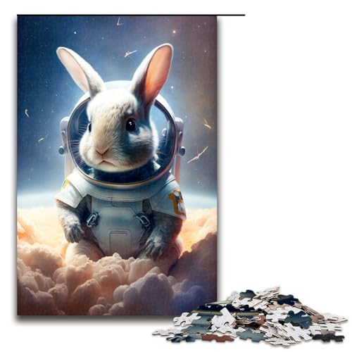 1000-teiliges Puzzle, Astronauten-Häschen-Puzzle für Teenager, Holzpuzzle, Lernspiel für Erwachsene, 50 x 75 cm von WGLINGX