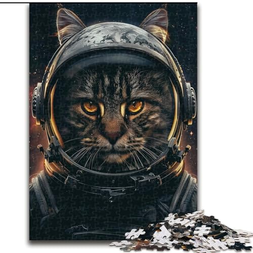 1000-teiliges Puzzle, Astronautenkatze, 1000-teiliges Puzzle, geeignet für Geburtstage, Halloween, Thanksgiving, Ostern (Größe 26x38cm) von WGLINGX