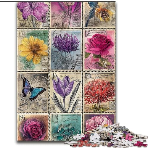 1000-teiliges Puzzle, Blumencollage, 1000-teiliges Puzzle, Denkspiel für Teenager, Familienspieleabend (Größe 50x75cm) von WGLINGX