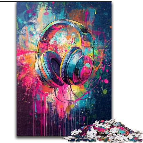 1000-teiliges Puzzle, Bunte Kopfhörer, Puzzles 1000 Teile für Erwachsene, anspruchsvolles Denkspiel für Teenager, Familienspaß, DIY-Heimdekor-Geschenk (Größe 50x75cm) von WGLINGX